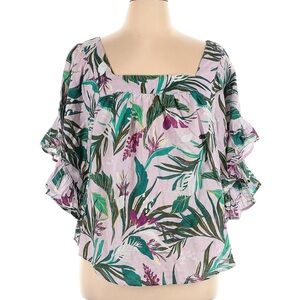 Terra & Sky Floral Summer Blouse